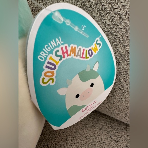 Nwt   🐮 BELANA The Cow 8” Teal Blue And White  Pink Nose - Picture 5 of 5